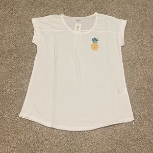 • style and co pineapple embroidered tee shirt •